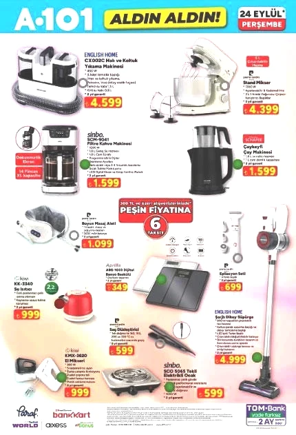 A101 KATALOG BUGÜN SATIŞTA 24 EYLÜL PERŞEMBE: A101 Aldın Aldın bu hafta hangi ürünler indirimde A101 Halı ve Koltuk Yıkama Makinesi, Boyun Masaj Aleti, Kedi ve Köpek Maması...