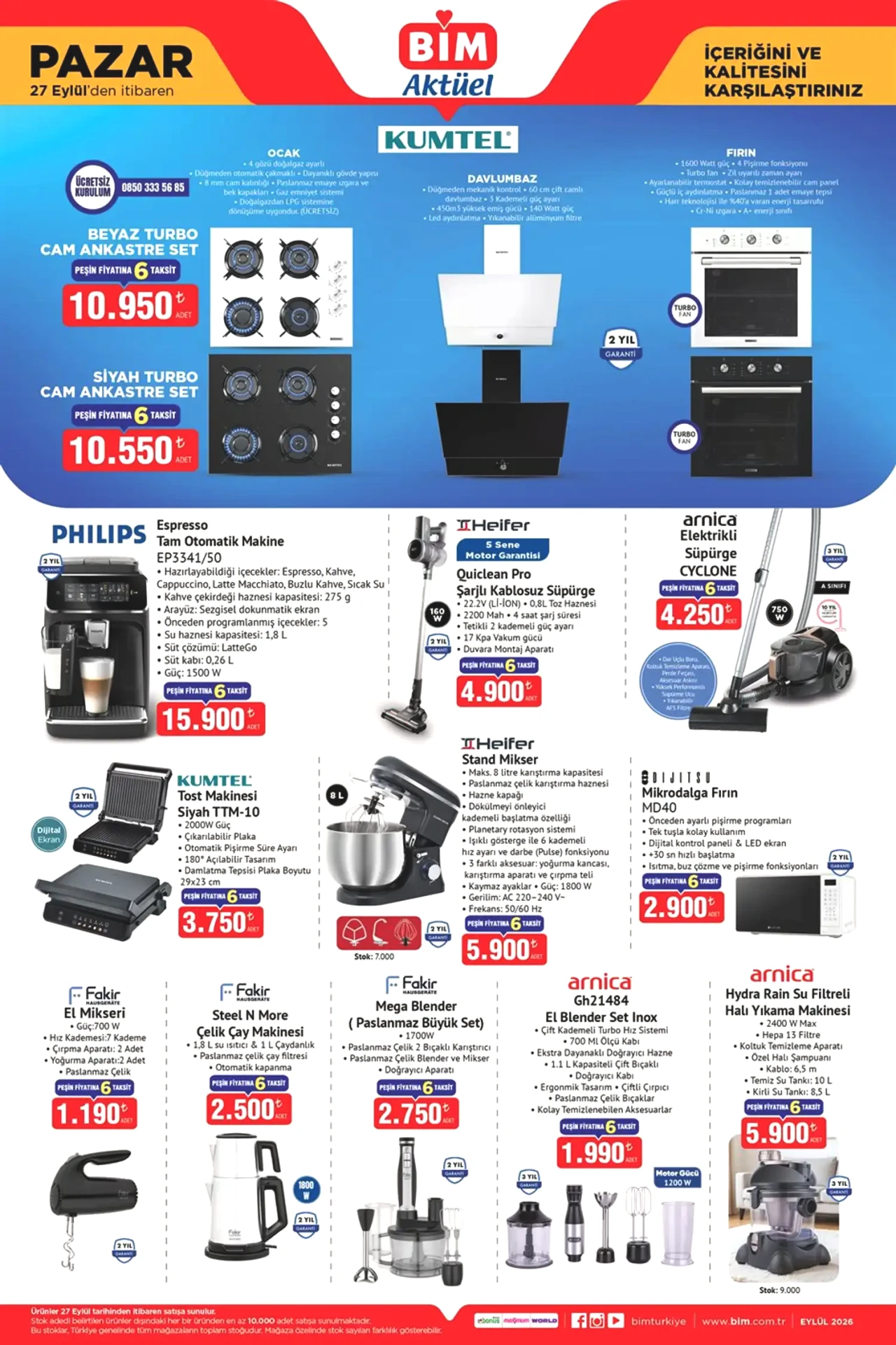 BİM'de Bugün Raflar Doldu! 27 Eylül Pazar Aktüel Kataloğu: QLED TV, Espresso Makinesi ve Ankastre Set